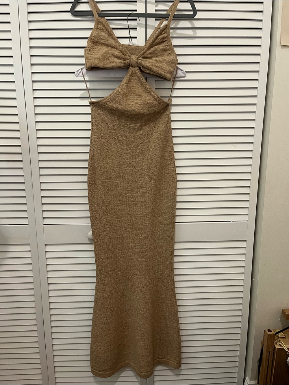 cult gaia Tan Knot-Front Backless Maxi Dress
